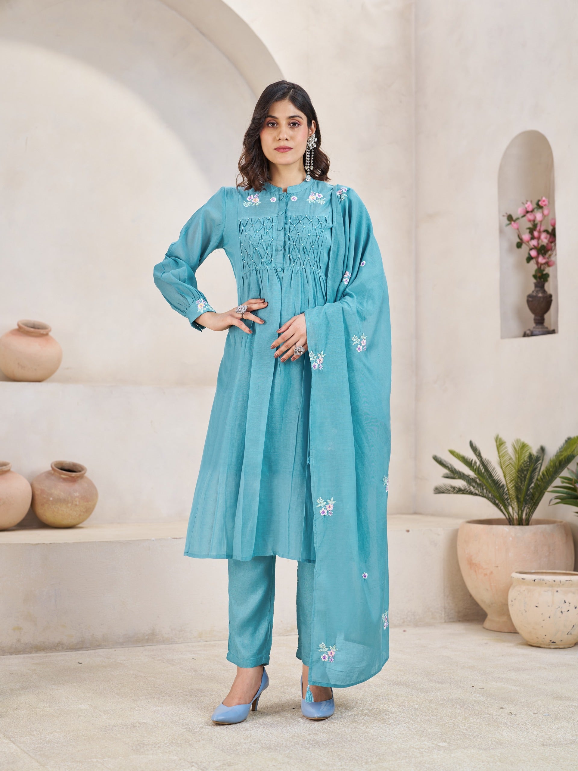 Premium Mal Chanderi collection Beautiful colors elegant look and premium finishing