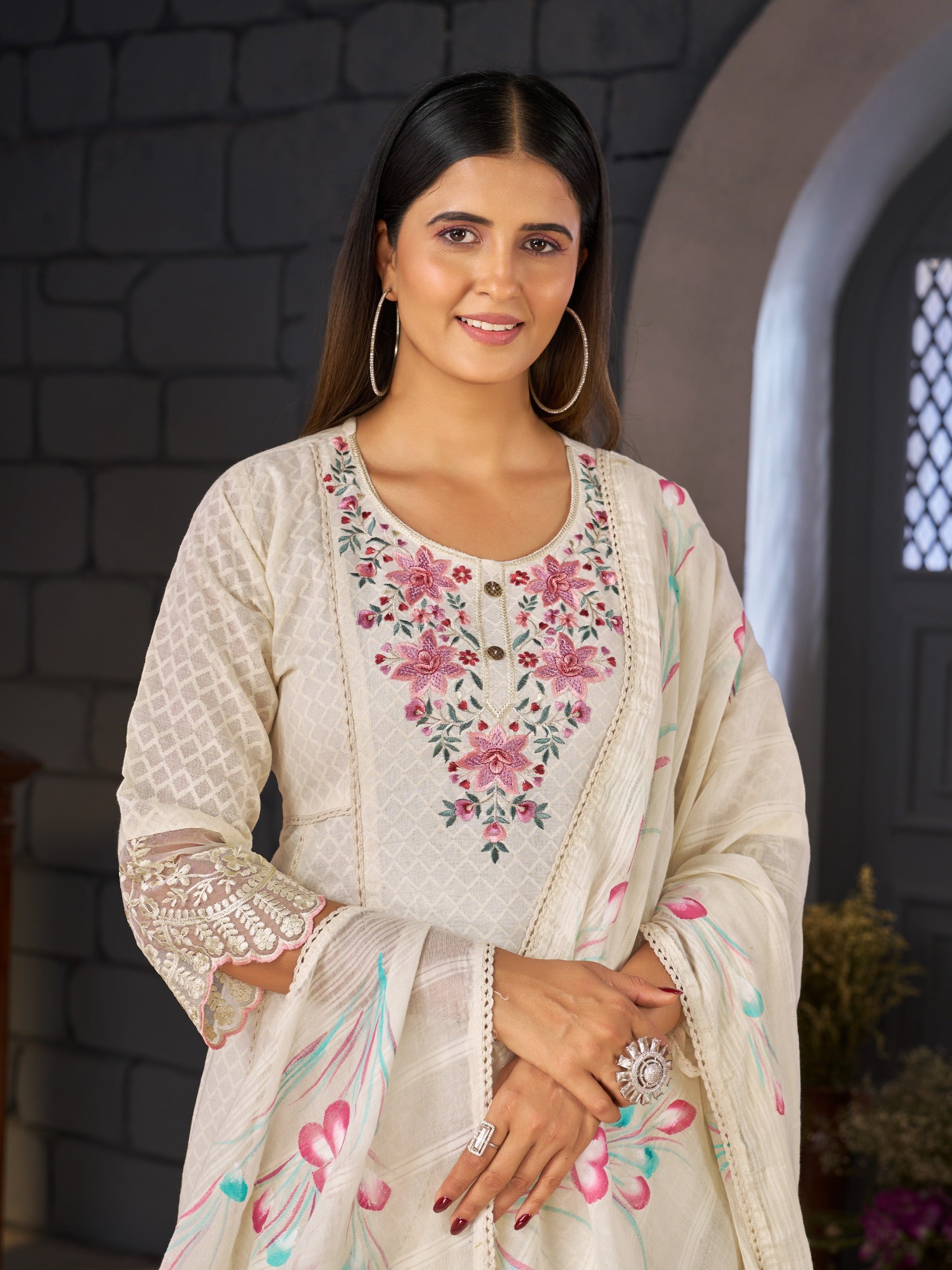 A LINE GOWN WITH PANT DUPATTA COLLECTION BY TEXOFAB