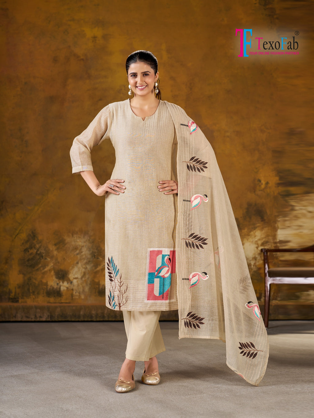 Premium quality Handloom Cotton outfit  kurti pant dupatta set by Texofab