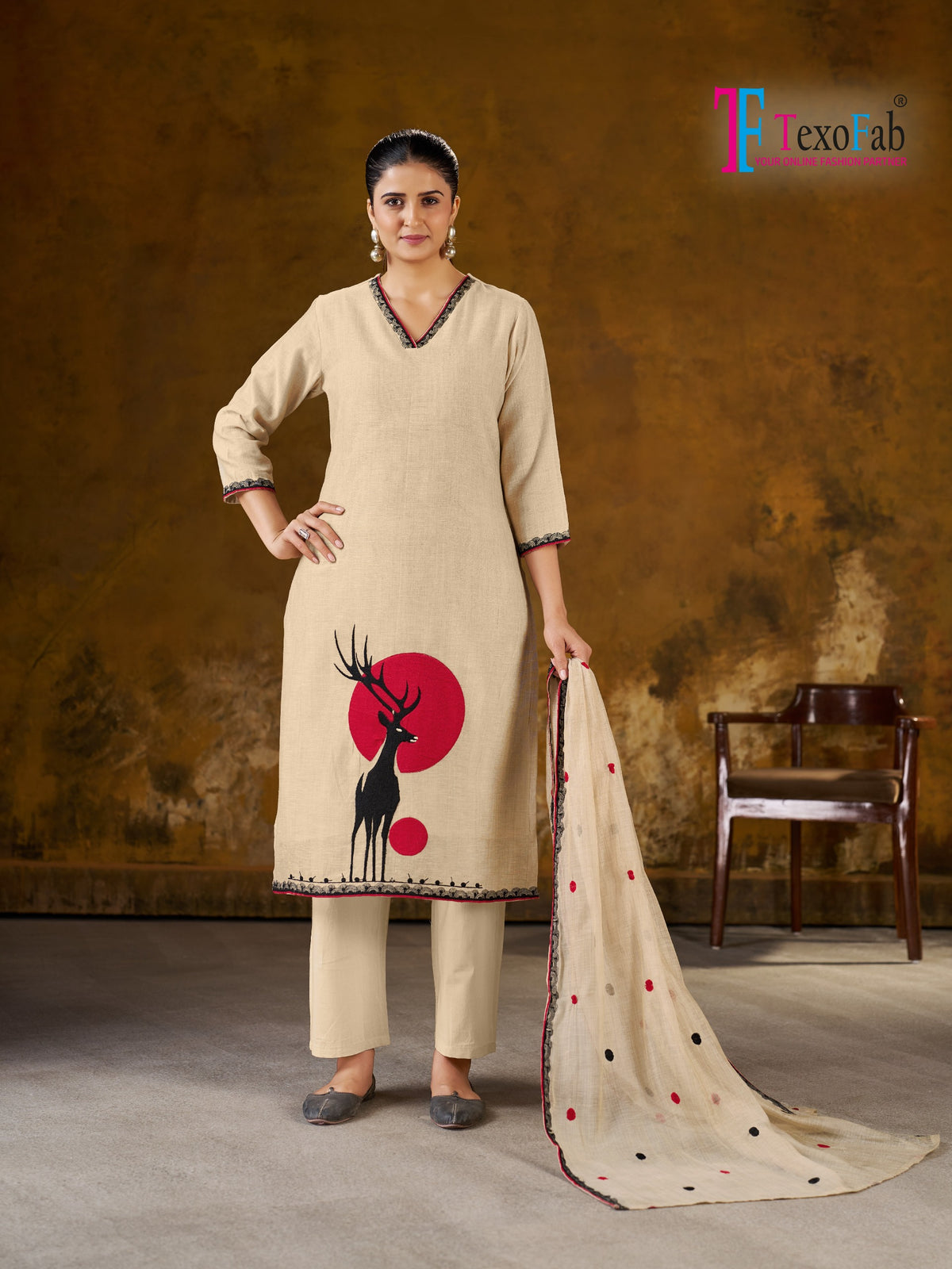Premium quality Handloom Cotton outfit For This  season 2027 elegant aur comfortable look Designer wear  kurti pant dupatta set by Texofab