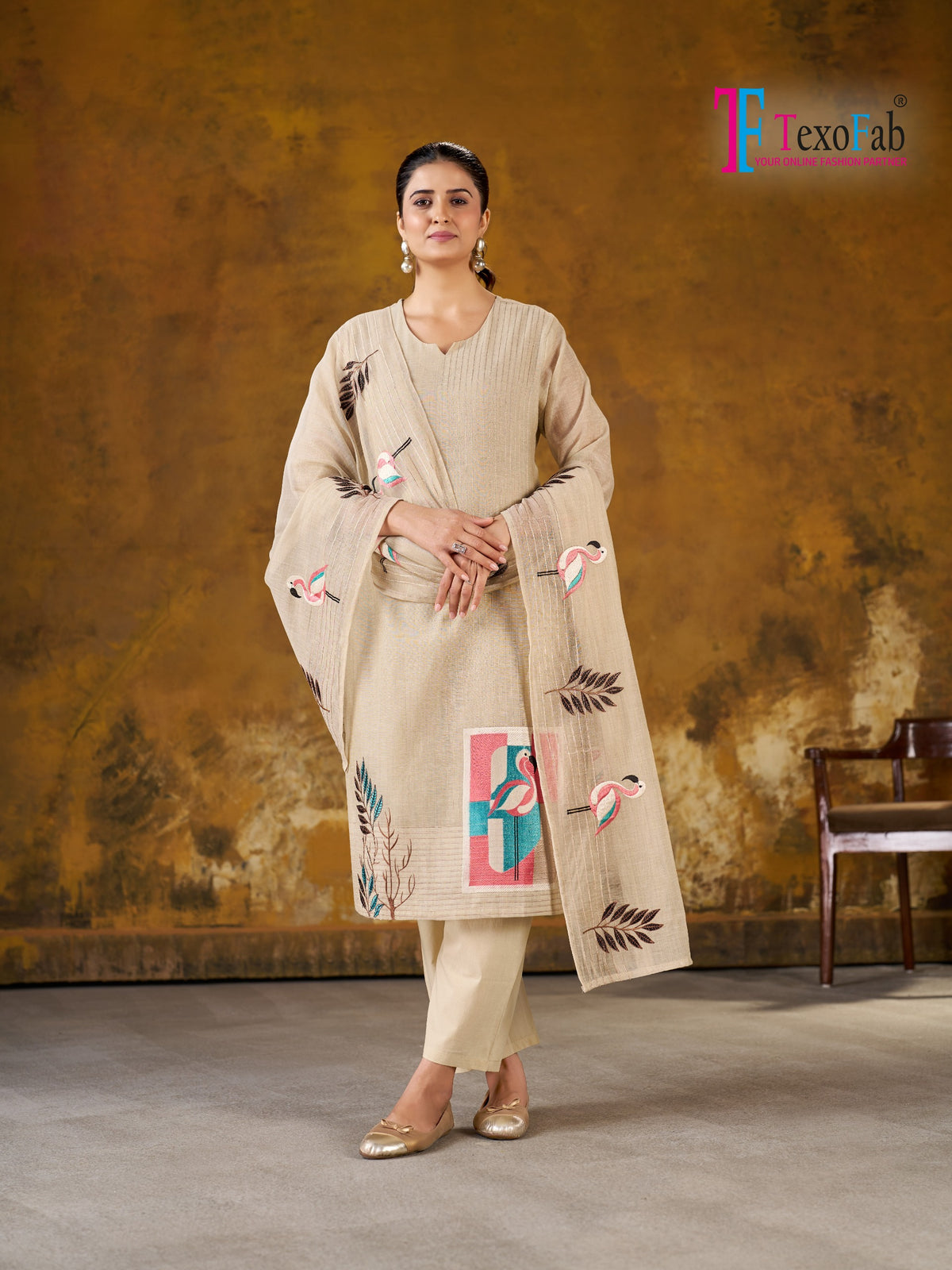 Premium quality Handloom Cotton outfit  kurti pant dupatta set by Texofab