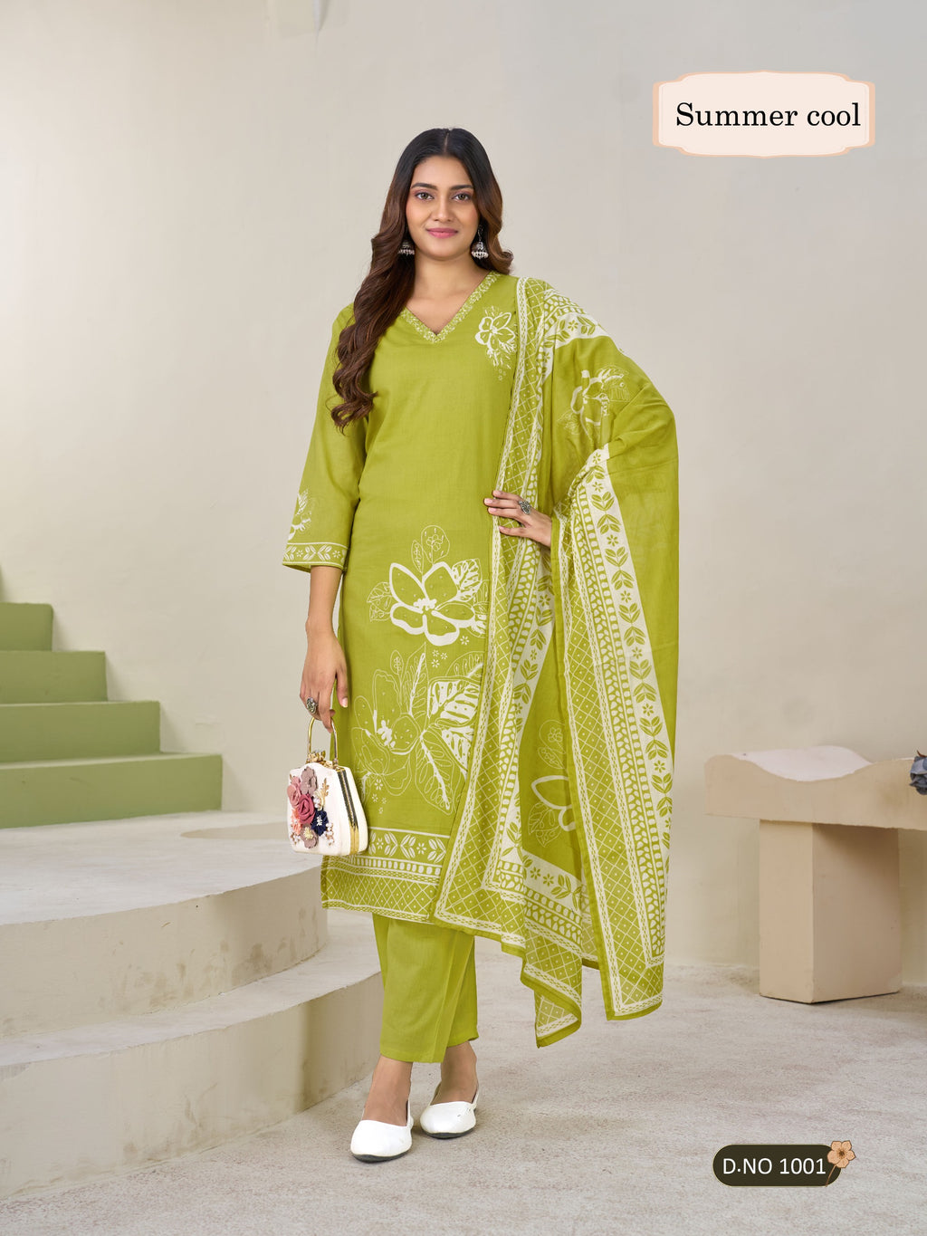 Stunning Collection ! summer cool  3-Piece  kurti pant dupatta Straight  cotton Concept
