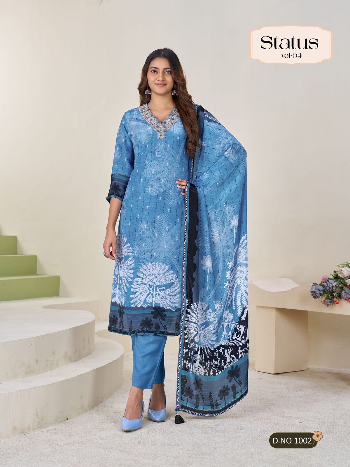 Premium Viscose Silk Kurti Pant Dupatta Status collection By Texofab