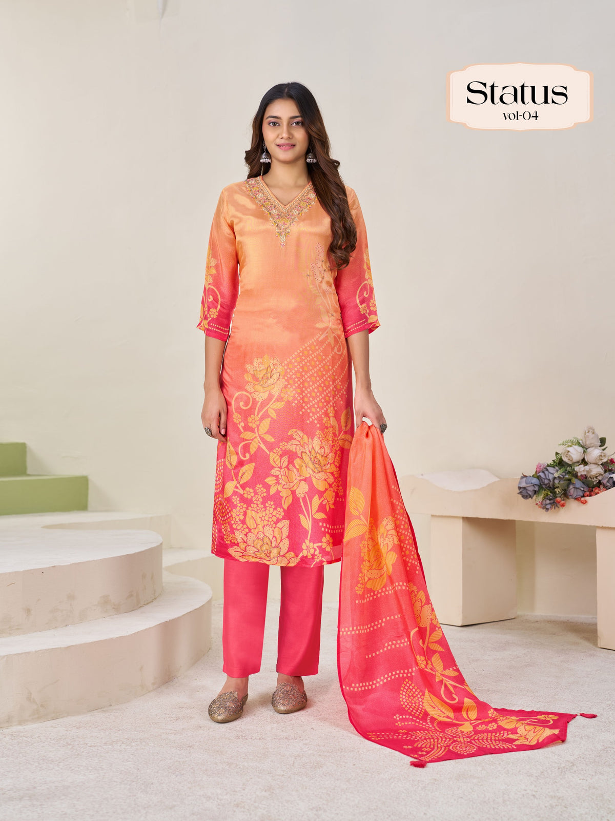 Premium Viscose Silk Kurti Pant Dupatta collection By Texofab