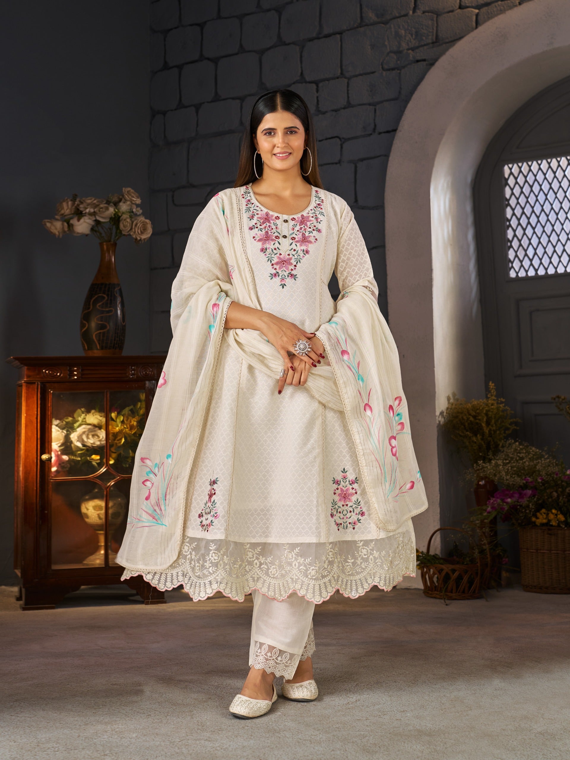 A LINE GOWN WITH PANT DUPATTA COLLECTION BY TEXOFAB